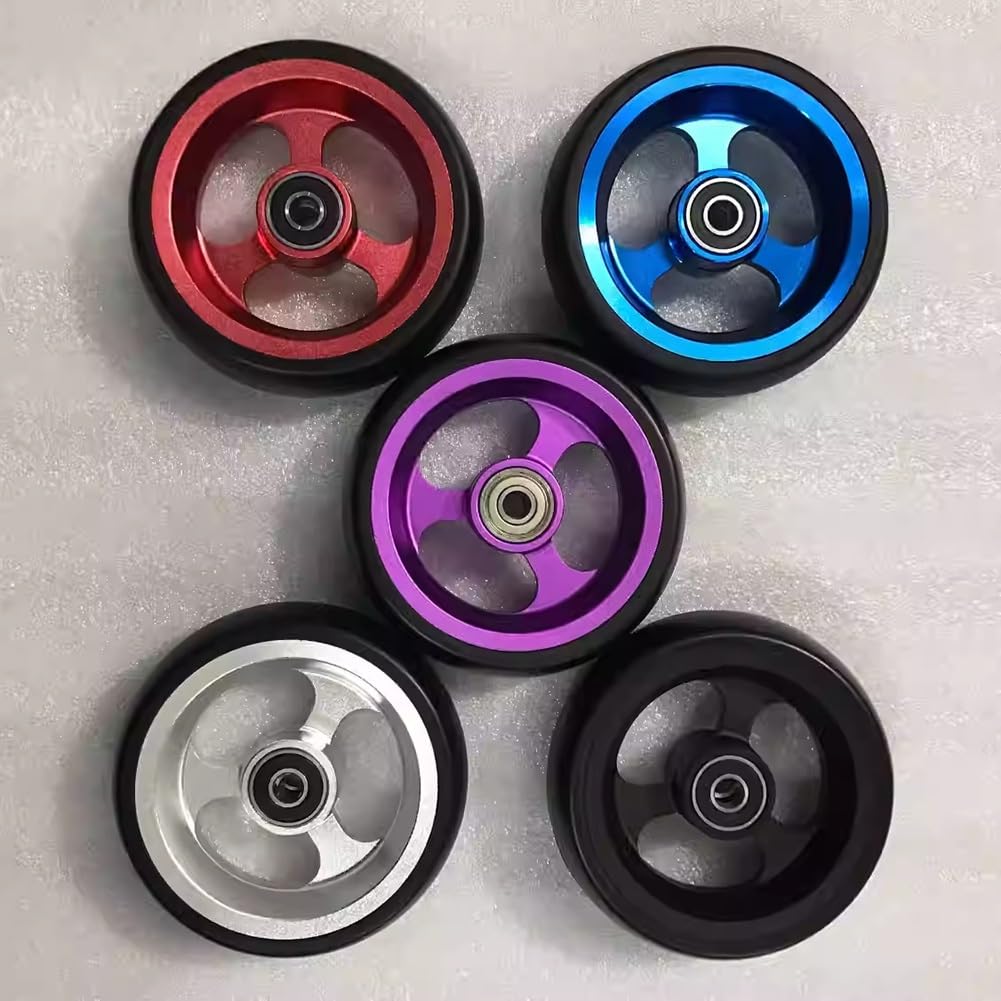 Akcesoria do przednich kółek do wózków inwalidzkich sportowych 4/5 cala Uniwersalne kółka do chodzika Łożyska rolkowe ID 8 mm, opony pełne PU Piasty aluminiowe(Noir,12cm/5in)