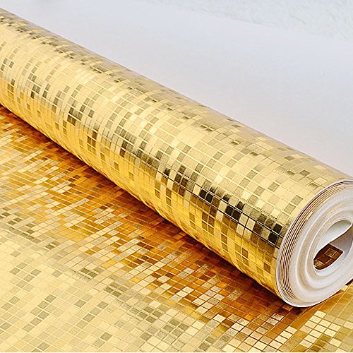 Qihang Gold Foil Mosaic Background Flicker Wall Paper Modern Roll/Hotel Ceiling/Decorative Wallpaper Roll Gold&Yellow Colour #TOP1