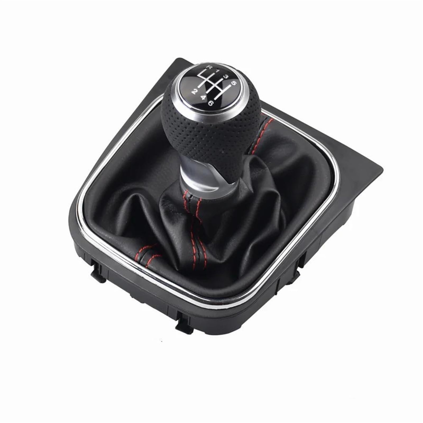 Cavinbdz Silver 6 Speed For Ibiza 6J For Seat For Leon Mk1 Manual Gear Shift Knob With Gaiter Boot Cover 5 6 Speed Gear Shift Knob(Silver 6 Speed)