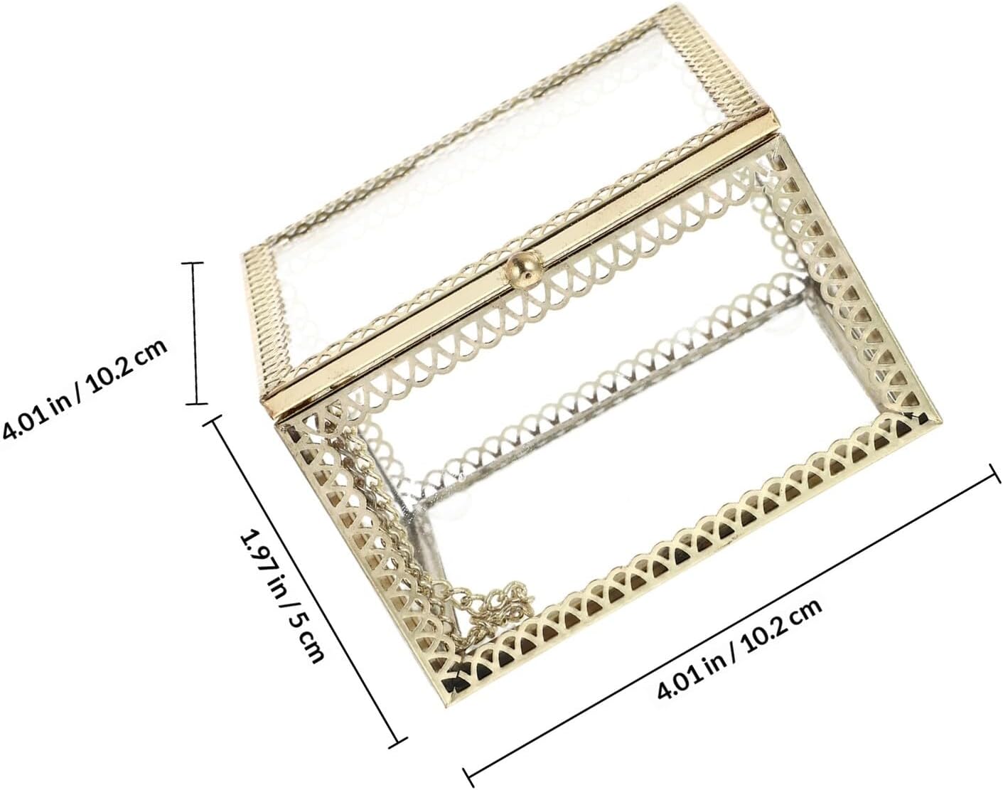 Abaodam Luxury Hollow Lace Gold Alloy Jewelry Box Display Case Square Desktop Organizer for Women’S Rings and Earrings Storage image 2