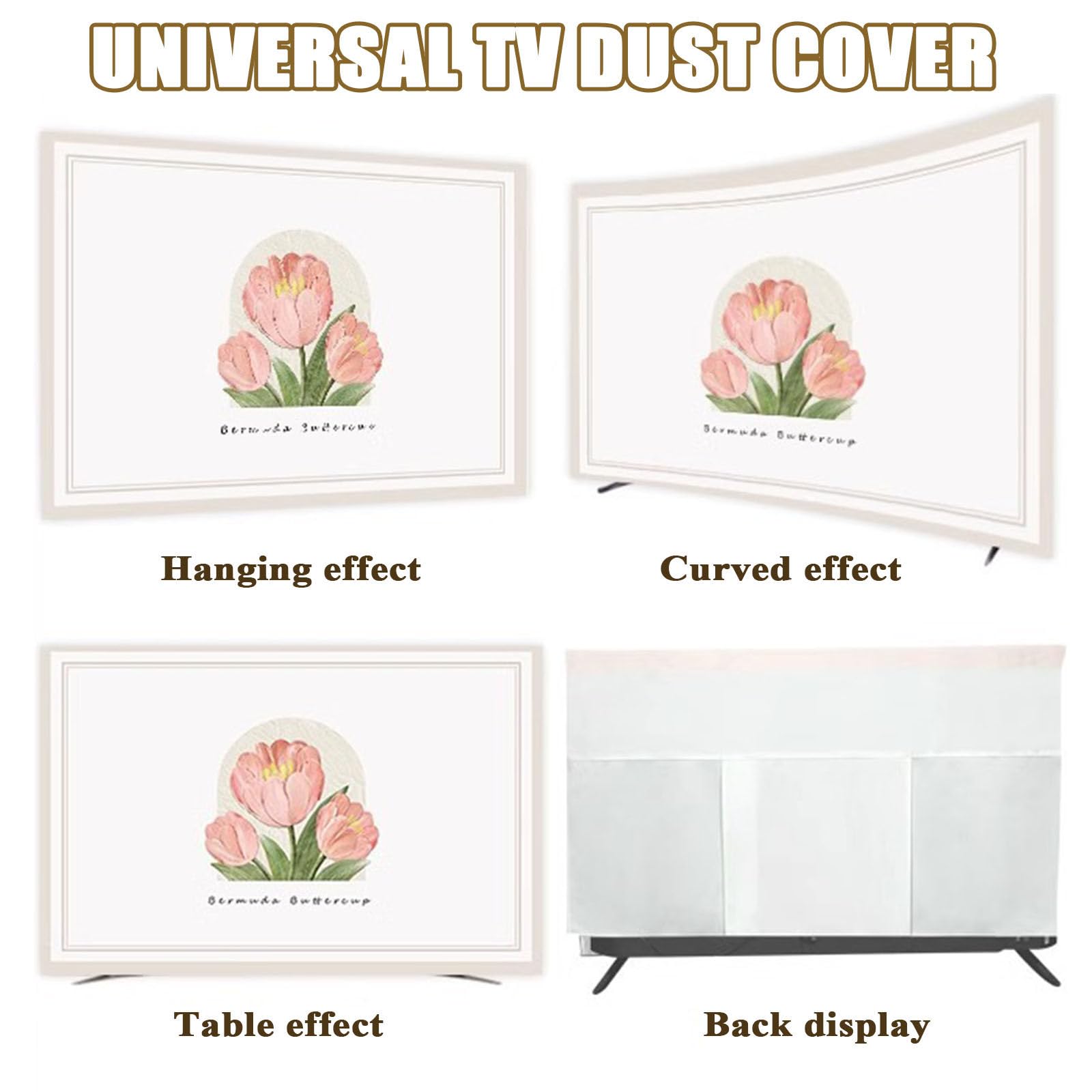 Hixingo Copertura TV Antipolvere, Stile Cartone Animato Copri Televisore Copertura Televisore Cover TV Copri TV Protezione TV Universale Custodia Protettiva TV (80inch,Gatto carino)