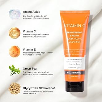 Neutriherbs Vitamin C Face Wash,Daily Facial Cleanser with Aloe & Hyaluronic Acid| Clean,Refresh,Brighten and Balance Complexion| For All Skin Type, 120ml 4 fl. oz