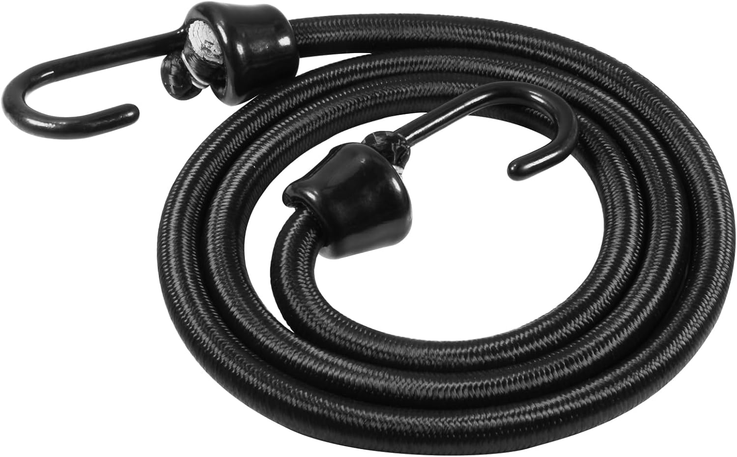 Bungee Cord with Plastic Coating Metal Hooks 24 inch Heavy Duty, 4 Pack 10mm Black UV-Resistant Bungee Cord 24 inch Black