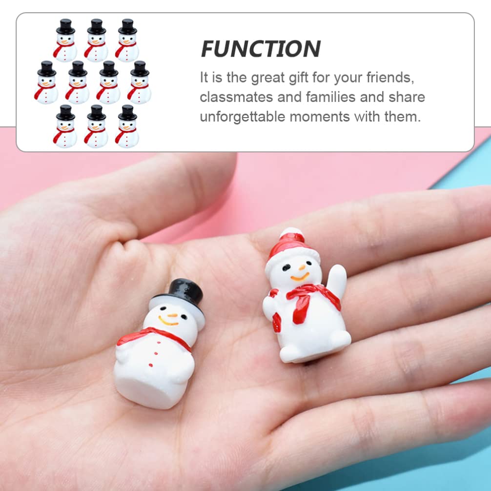 STOBOK Christmas Miniature Snowman: Christmas Tree Min Ornaments Resin Santa Snowman Figurine Xmas Accessories Party Favors Centerpieces 10pcs - Image 3
