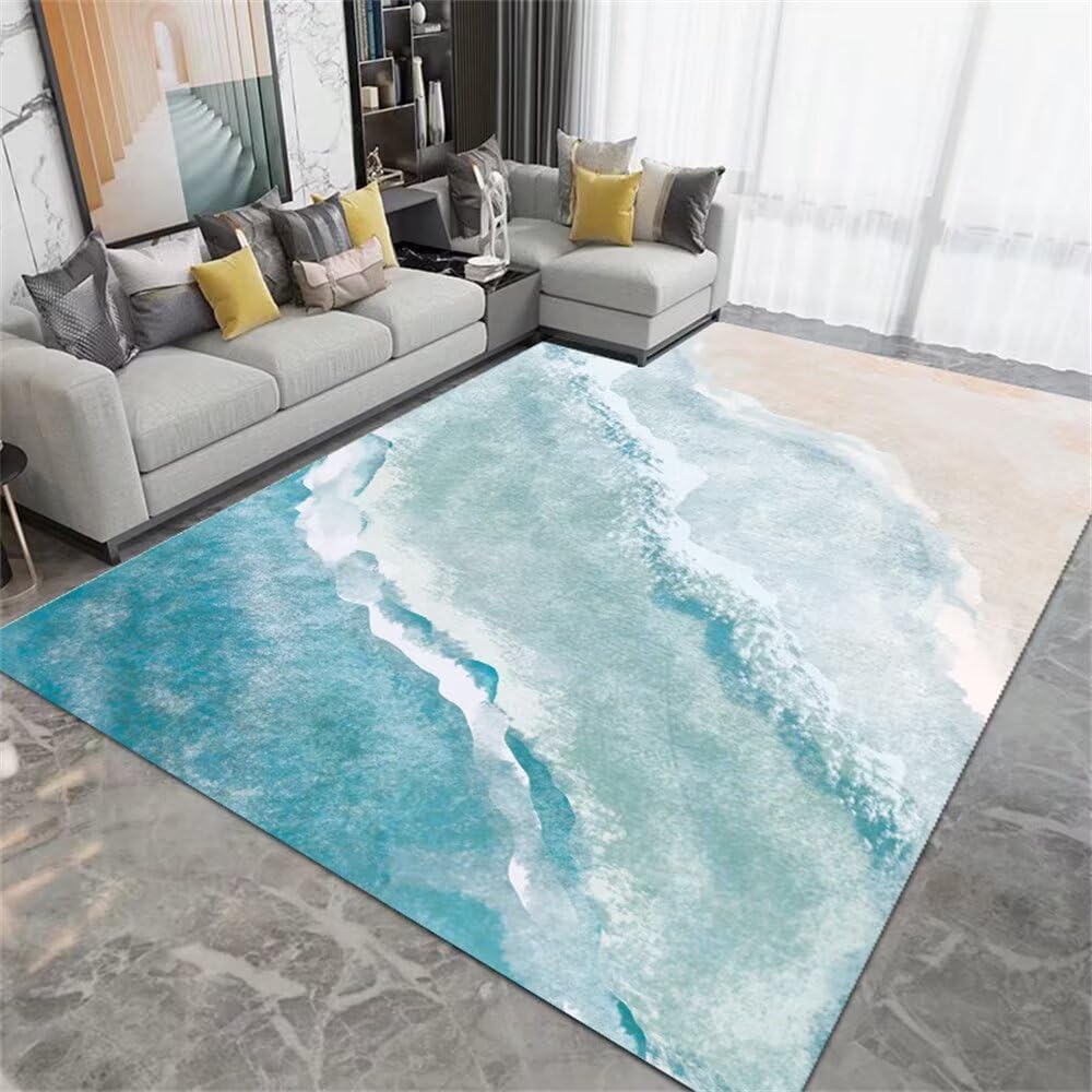 Deco De Chambre Salon Décoration Salon Antidérapant Poils Courts Style Simple Tapis Chien Bleu Tapis Gamer Sol Tapis Musculation 200X300CM