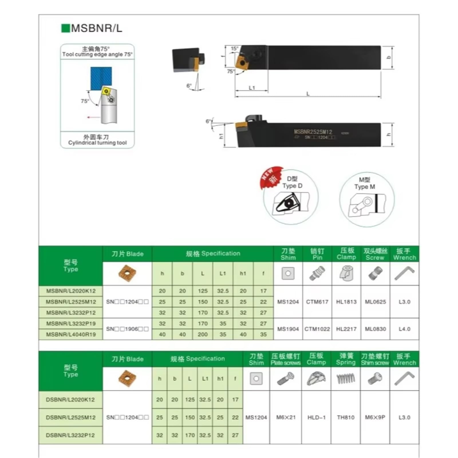 MSBNR1616H12 MSBNR2020K12 MSBNR2525M16 juego de portaherramientas torneado exterior Compatible con insertos carburo SNMG para torno CNC Herramienta de Torno(No inserts,MSBNL1616H12)