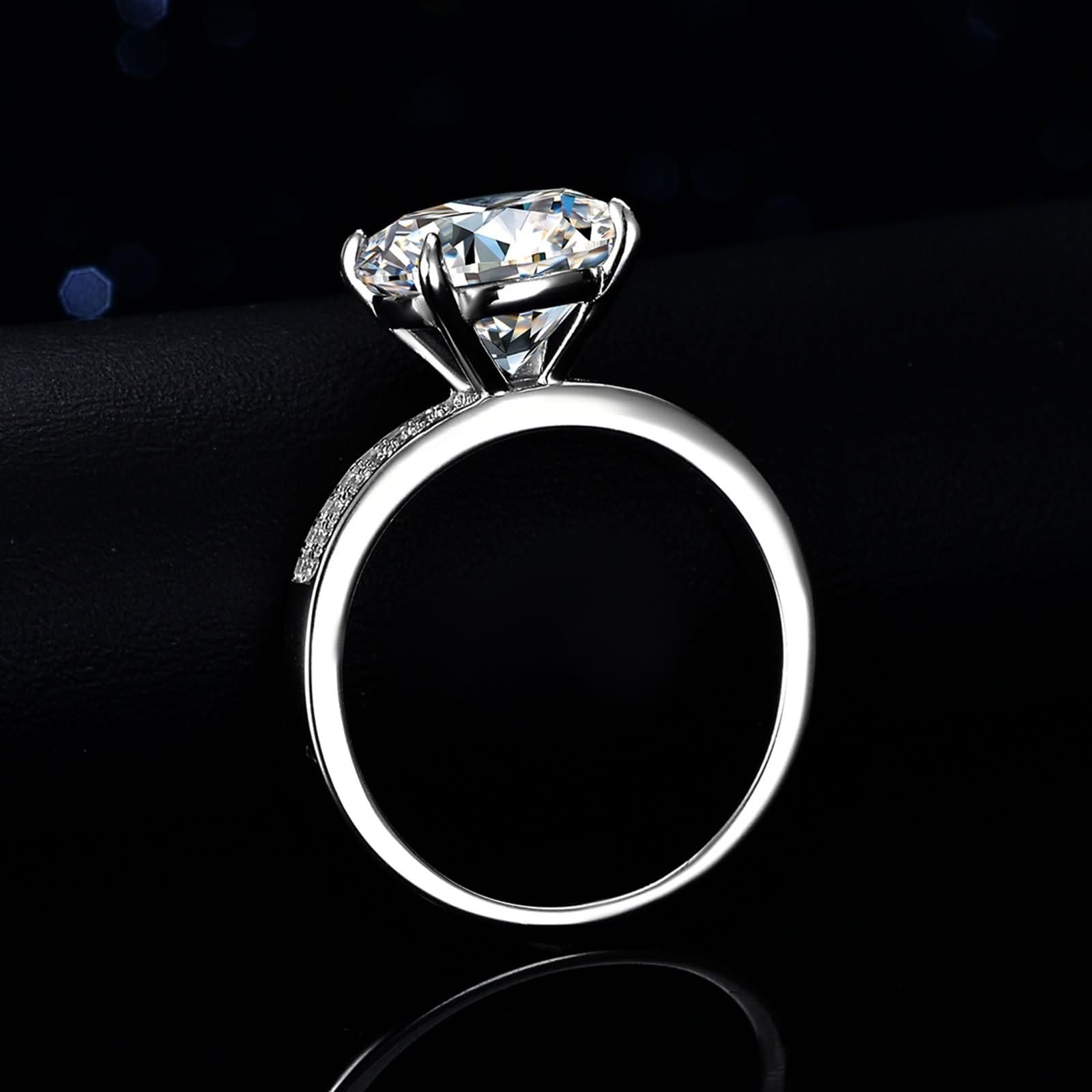 Anillo de mujer de oro blanco con moissanite de 5 ct, alianzas de oro auténtico, solitario, anillo de compromiso, oro