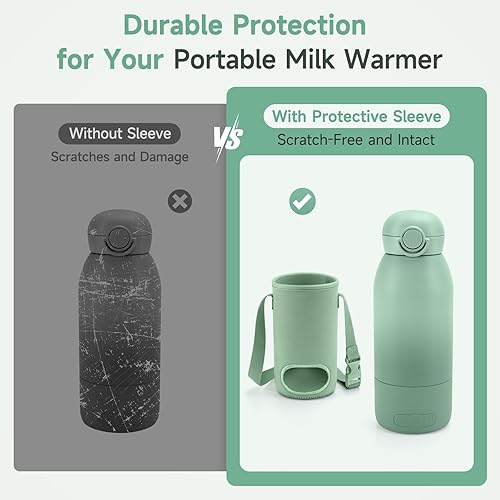 Miniatura 3 de Funda protectora compatible con calentador de botellas portátil para viajes, antideslizante y a prueba de golpes con correa para el hombro para