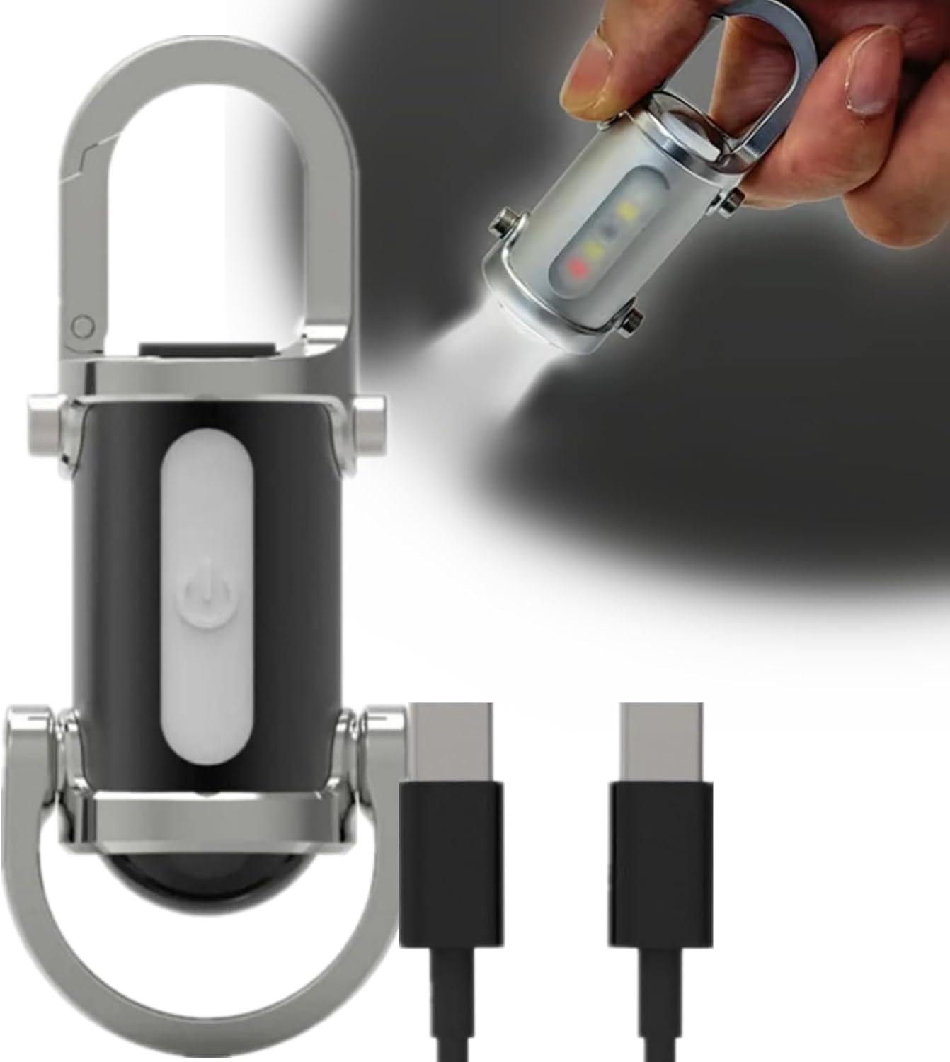 1200LM Super Bright Mini Keychain Flashlight Waterproof, Mini Flashlights, Rechargeable Keychain Flashlights, IPX7 Waterproof, Versatile 7 Modes for Walking, Searching and Hiking. (C.)