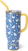Swig Life 30oz Mega Mug, 30 oz Tumbler with Handle and Straw, Cup Holder Friendly, Dishwasher Safe, Extra Large Insulated Tumbler, Stainless Steel (Chicks Dig It)