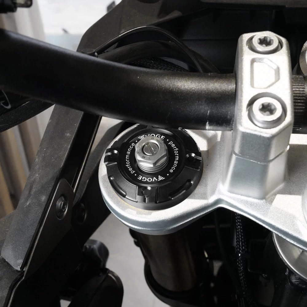 Pour VOGE 900DSX 625DSX 525DSX DSX DSX 900 625 525 DS900X DS625X DS525X Accessoires Moto Couvercle Amortisseur Avant Trois Étoiles Couvercle de colonne Capuchon décoratif Aluminium (Noir)
