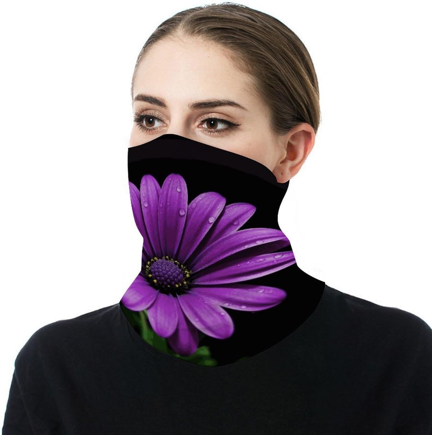 Purple Daisy Neck Gaiter for Men Women,Head Wrap Seamless&Versatile,Sun Protection Headwear for Fishing Cycling