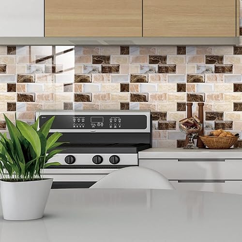 Miniatura 6 de Peel and Stick Tile Stickers Mosaic Wall Tile StickersDecorative Tile Stickers Peel and Stick Backsplash Fire Retardant Tile Sheet  for Kitchen and
