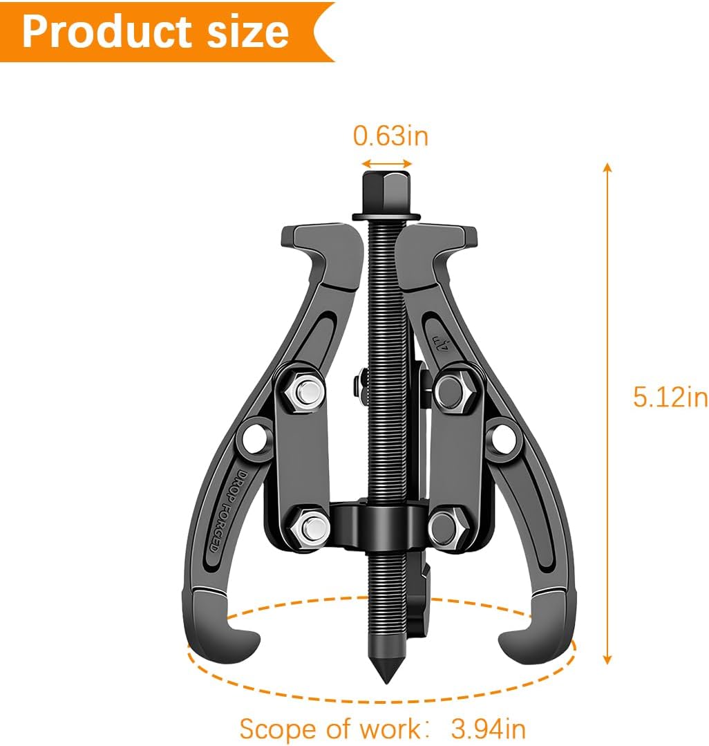 Car 3 Jaw Inner Bearing Puller, 6" Heavy Duty Pilot Gear Extractor Wheel Bearing Pulling Tool with Reversible Jaws, Internal External Gear Pulley Removal Tool for Motorcycle RV SUV