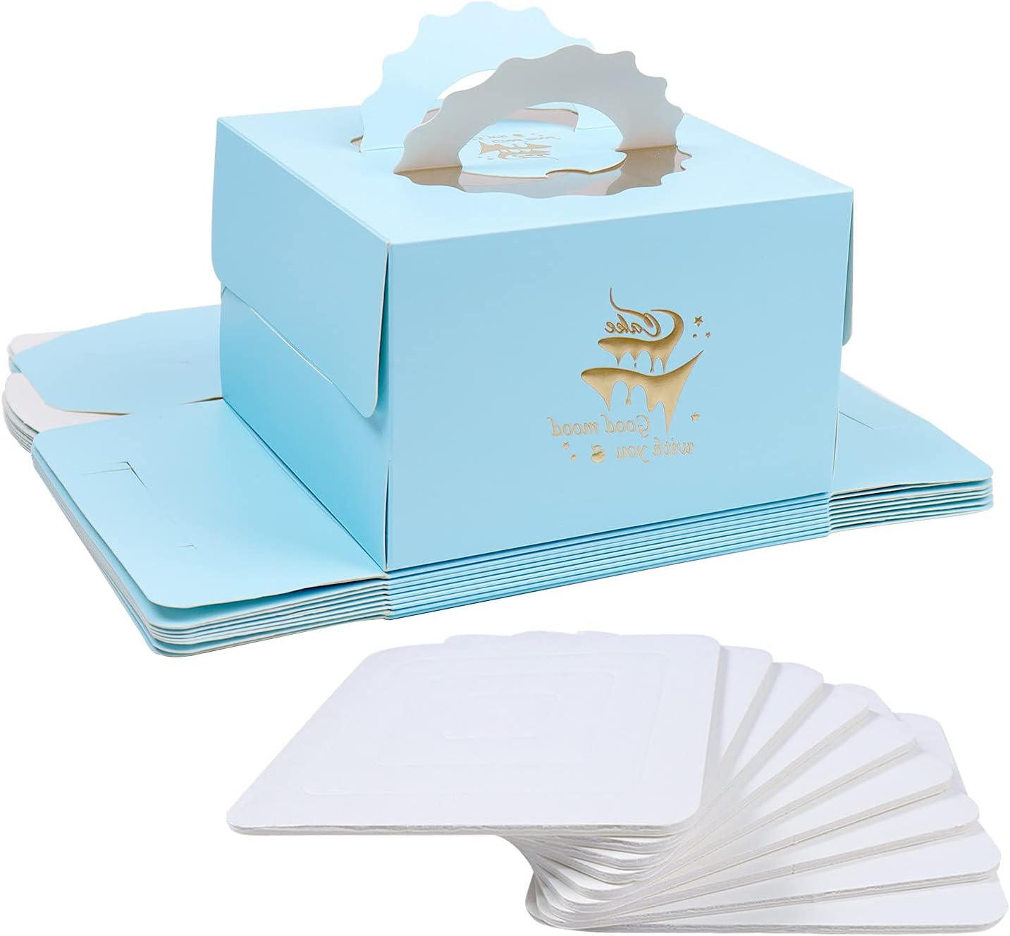 10 Pack Blue Disposable Cake Boxes with Window and Kuwait Ubuy