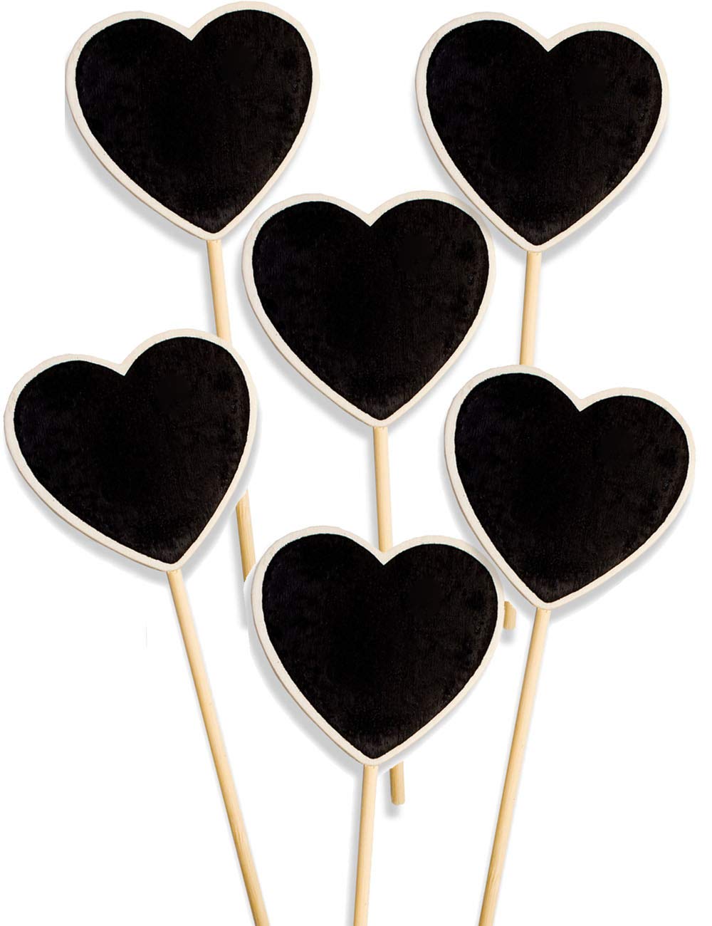 HomeTools.eu 6X Classic Wooden Plant Signs for Beds Balconies Herbs Garden Flower Pot Can Be Written On 22 cm Heart Set of 6