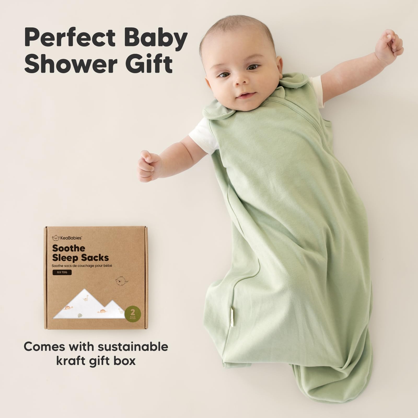 2Pack Organic Sleep Sacks, 100 Cotton Baby Sleeping Sack, Wearable