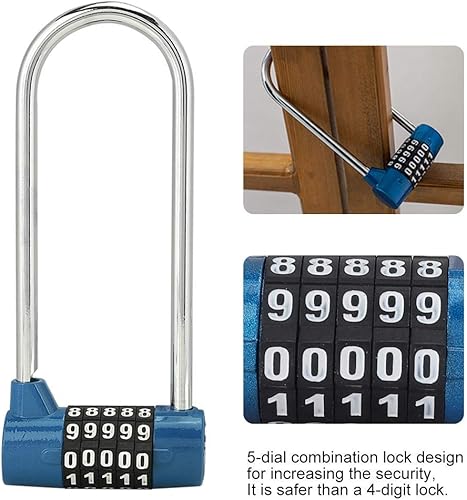 Miniatura 7 de Candado de combinación de 5 posiciones para gimnasio, taquillas, almacén, manija de puerta, exterior, archivador, valla, hebilla y almacenamiento,