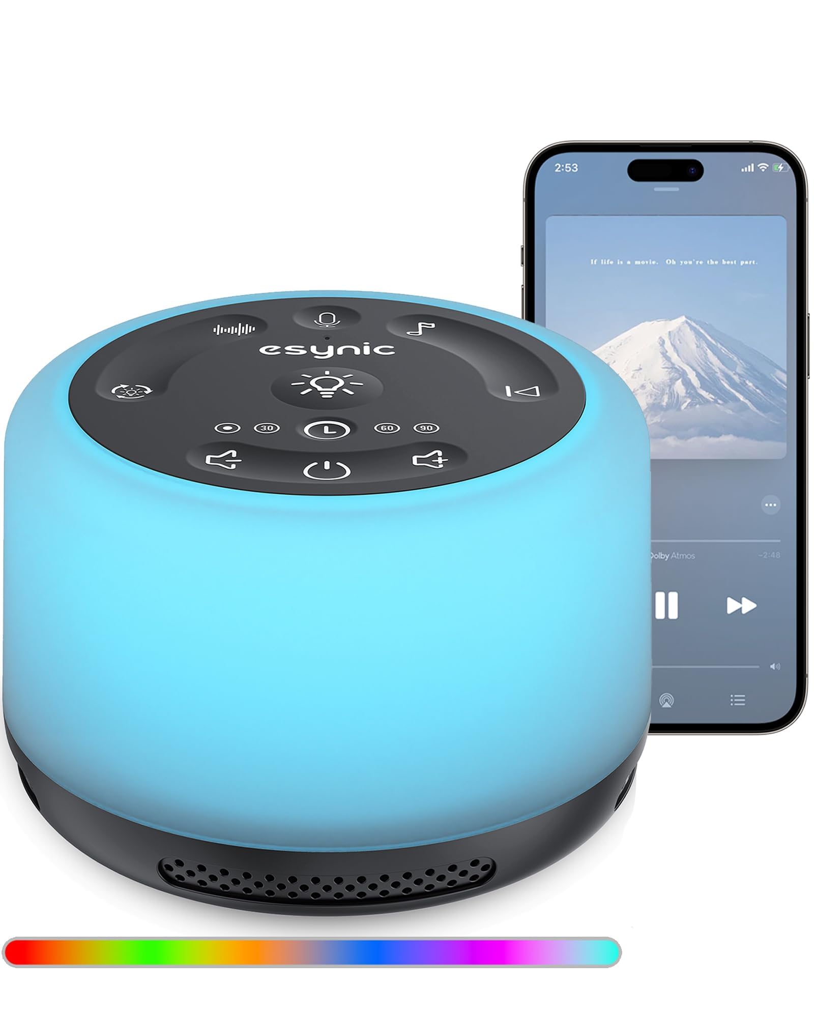 Máquina de Ruido Blanco eSynic Máquina de Sonido Portátil para Dormir para Bebé con 30 Tipos de Sonidos Relajantes, Luz Nocturna Ajustable,Temporizador, Batería incorporada de Gran Capacidad — view 10