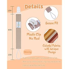 babygoal Neutral Pacifier Clips, 6 Pack Binky Paci Holder Leashes Fits for Most Pacifiers and Binkies