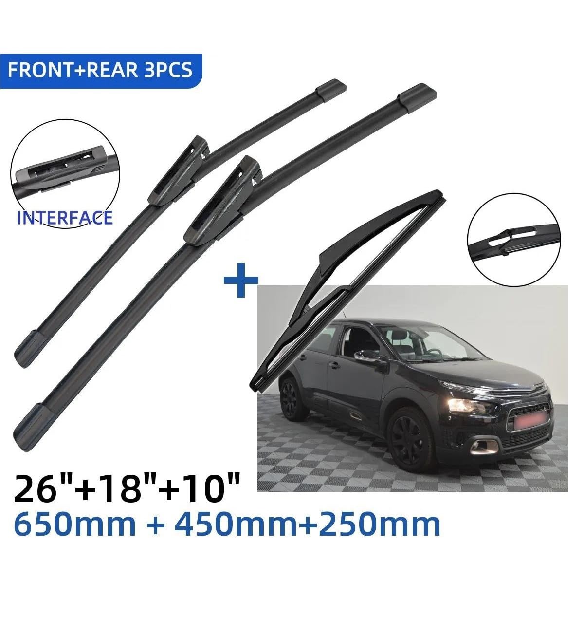 Automotive Tergicristalli per C4 Cactus 2014 2015 2016 2017 2018 2019 2020 26 "+18" + 10 "3PCS Anteriore Posteriore Tergicristallo Parabrezza Finestra Accessori Tergicristallo Auto