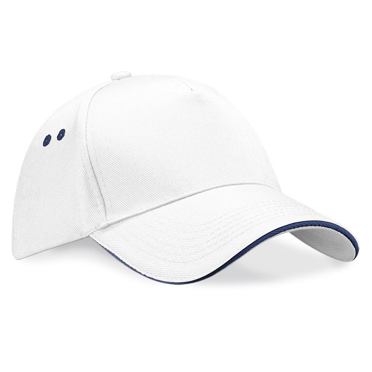 Beechfield Ultimate Baseball Cap White/Navy Blue