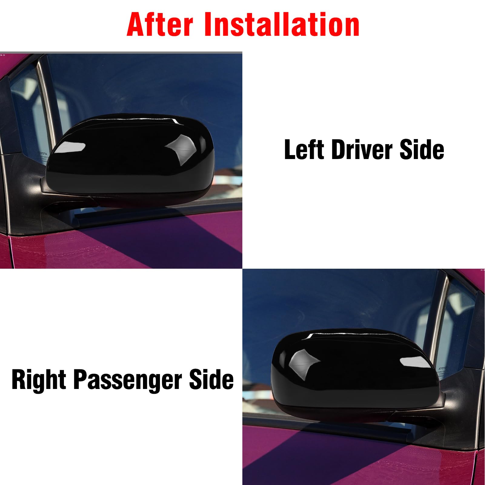 TTCR-II 2PCS Compatible con Retrovisor Cubierta Toyota Yaris 2006 2007 2008 2009 2010 2011, Izquierdo + Derecha Espejo Cubierta Yaris 2008 Espejo Tapa Reemplazo Yaris 2010-Negro