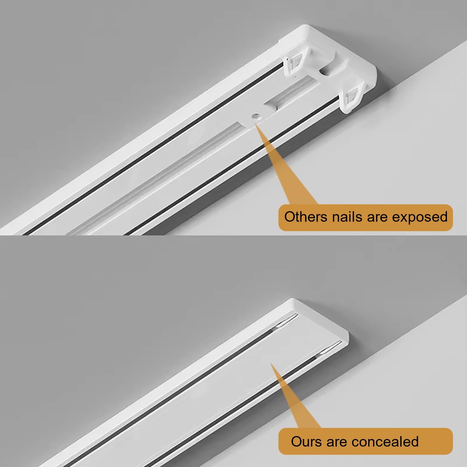Szyna do Zasłon Sufitowych Sufitowe Podwójne Prowadnice do Zasłon, Aluminiowy System Karniszy z Rolkami, Zestaw Uchwytów do Wąskiej Szyny do Ścianki Działowej/Okna Wykuszowego(5.8m/19ft)