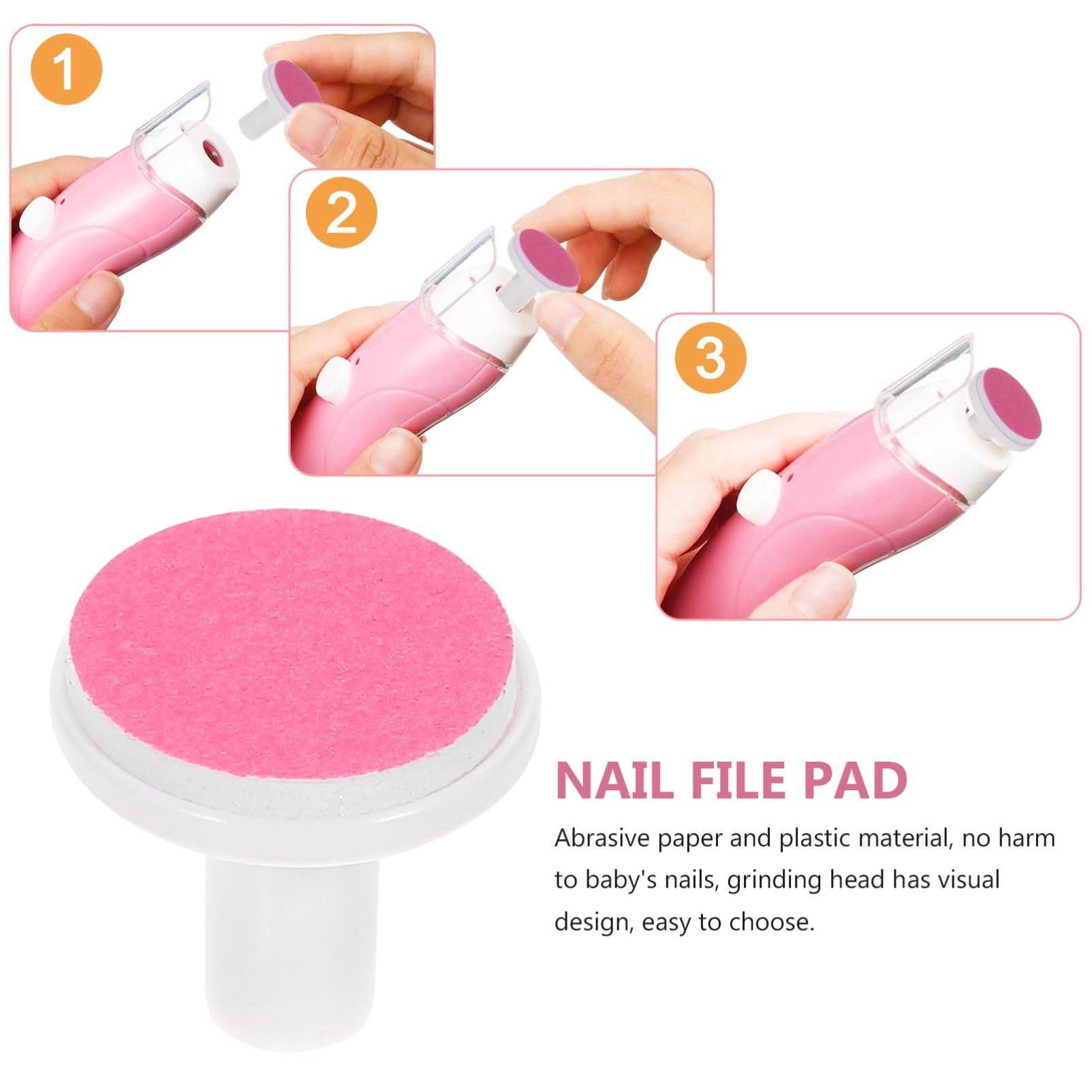 Homoyoyo 12 Pack Baby Nail File Pads Standard Trimmer Heads for Electric Nail Buffer for Infants