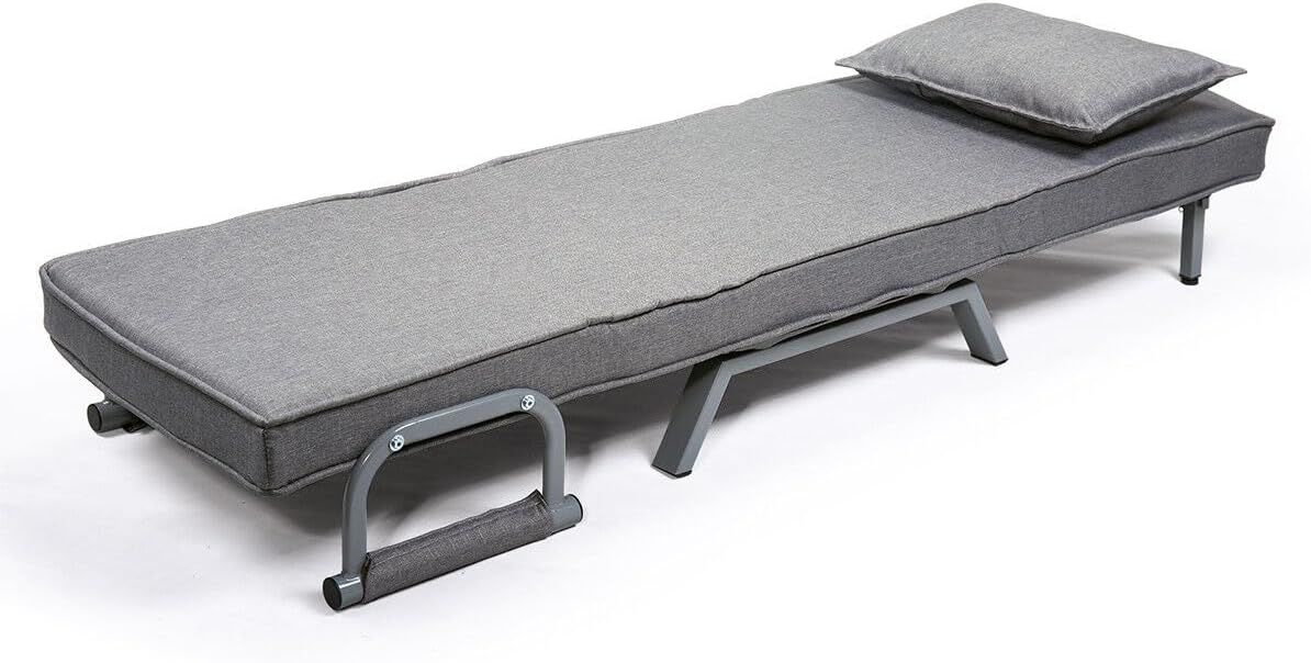 Sofa Bed Folding Chaise Lounge Convertible Single Sleeper Sofa Chair Gray