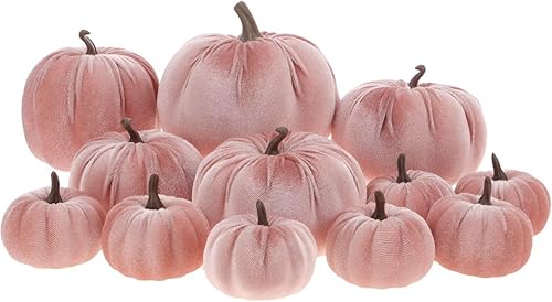 Miniatura 7 de Juego de 12 calabazas artificiales de terciopelo para Halloween, Acción de Gracias, boda, hecho a mano, espuma para otoño, centro de mesa,