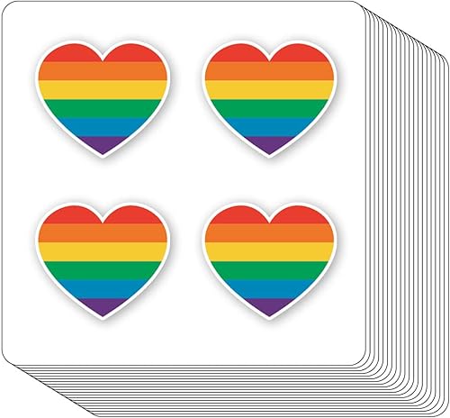 Pegatinas de Orgullo Gay 1 pulgada diseño de corazón de arco iris calendario de manualidades para niños paquete de 80