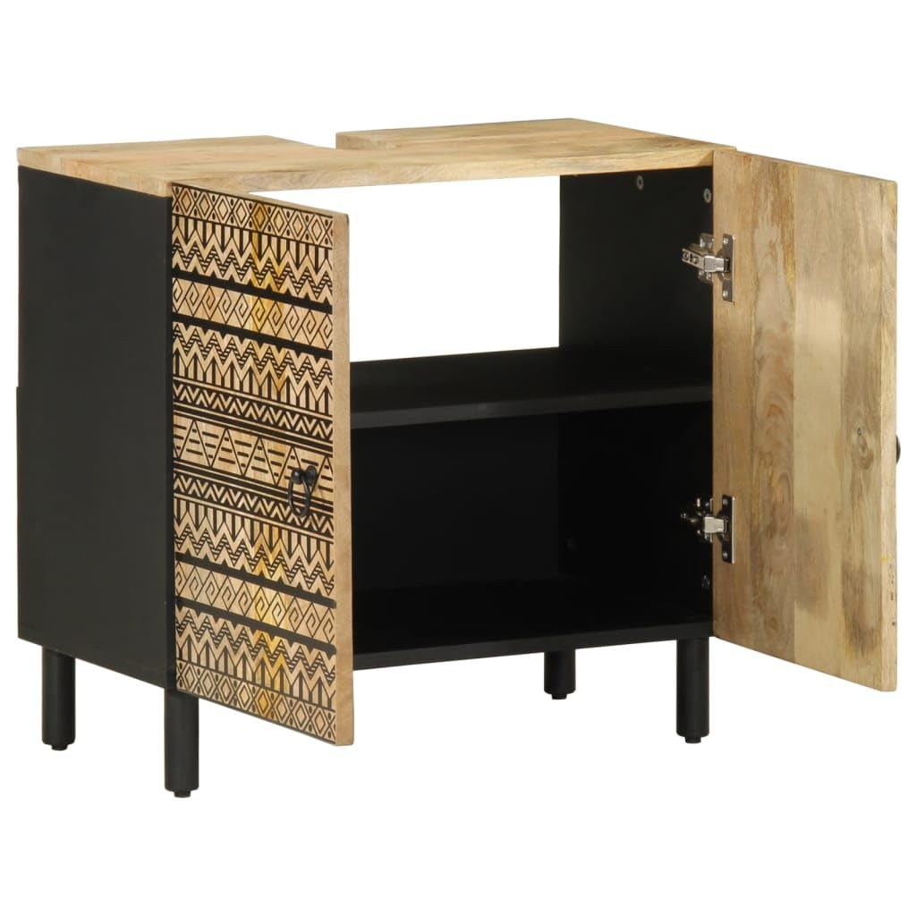 Mobile sottolavabo nero 62 x 33 x 58 cm in legno di mango massiccio