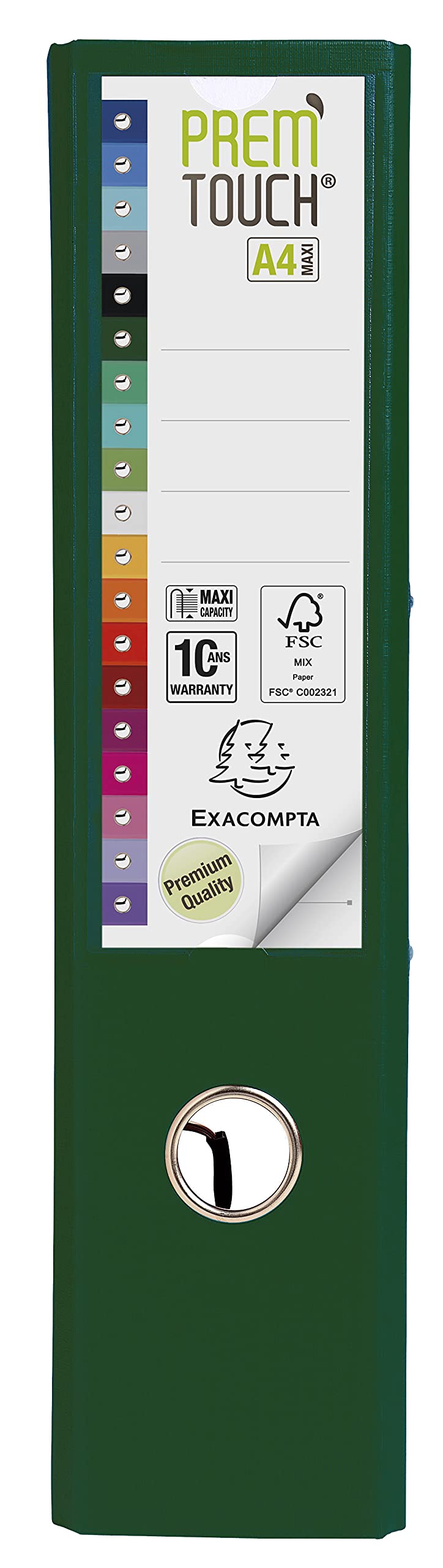 Exacompta - Réf. 53353E - Carton de 10 classeurs à levier A4 MAXI Prem'Touch - Dos 80 mm - Mécanique 80 mm - Dimensions extérieures : 32 x 30 x 8 cm - Format à classer A4 Maxi - Coloris : Vert foncé