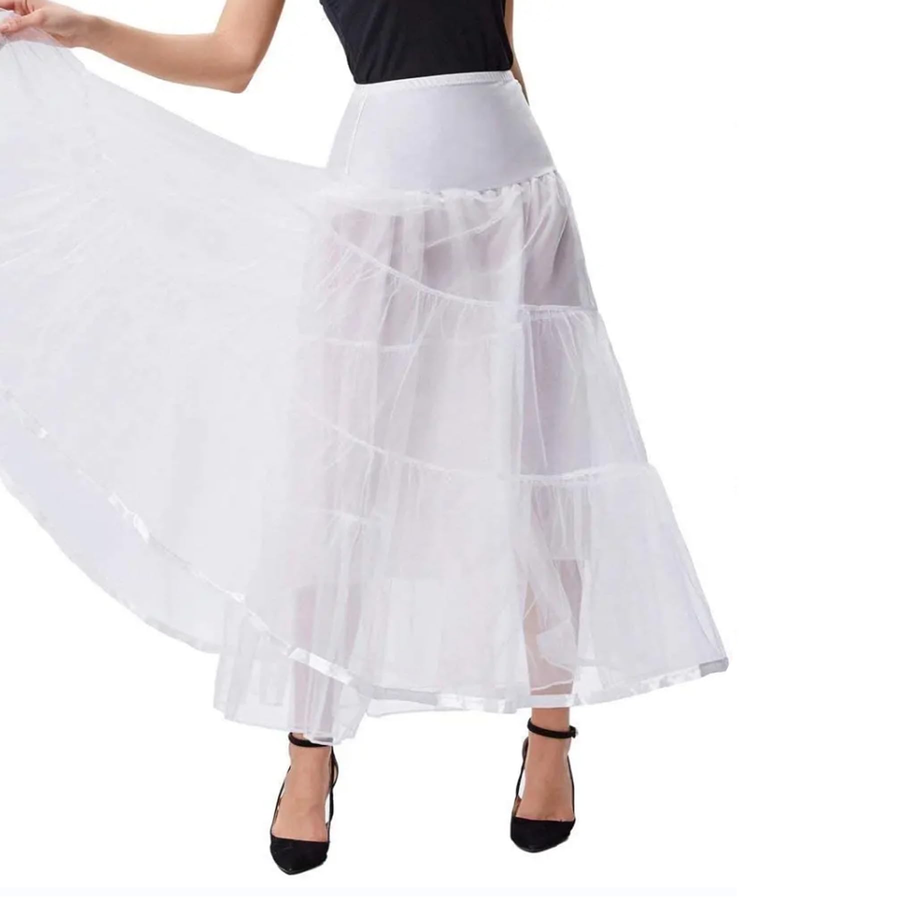 Crinolina Sottogonna Tulle Lunga Donna Balletti Danza Petticoat 50's Organza Retro Tutu Gonna Vintage 1950's Rockabilly