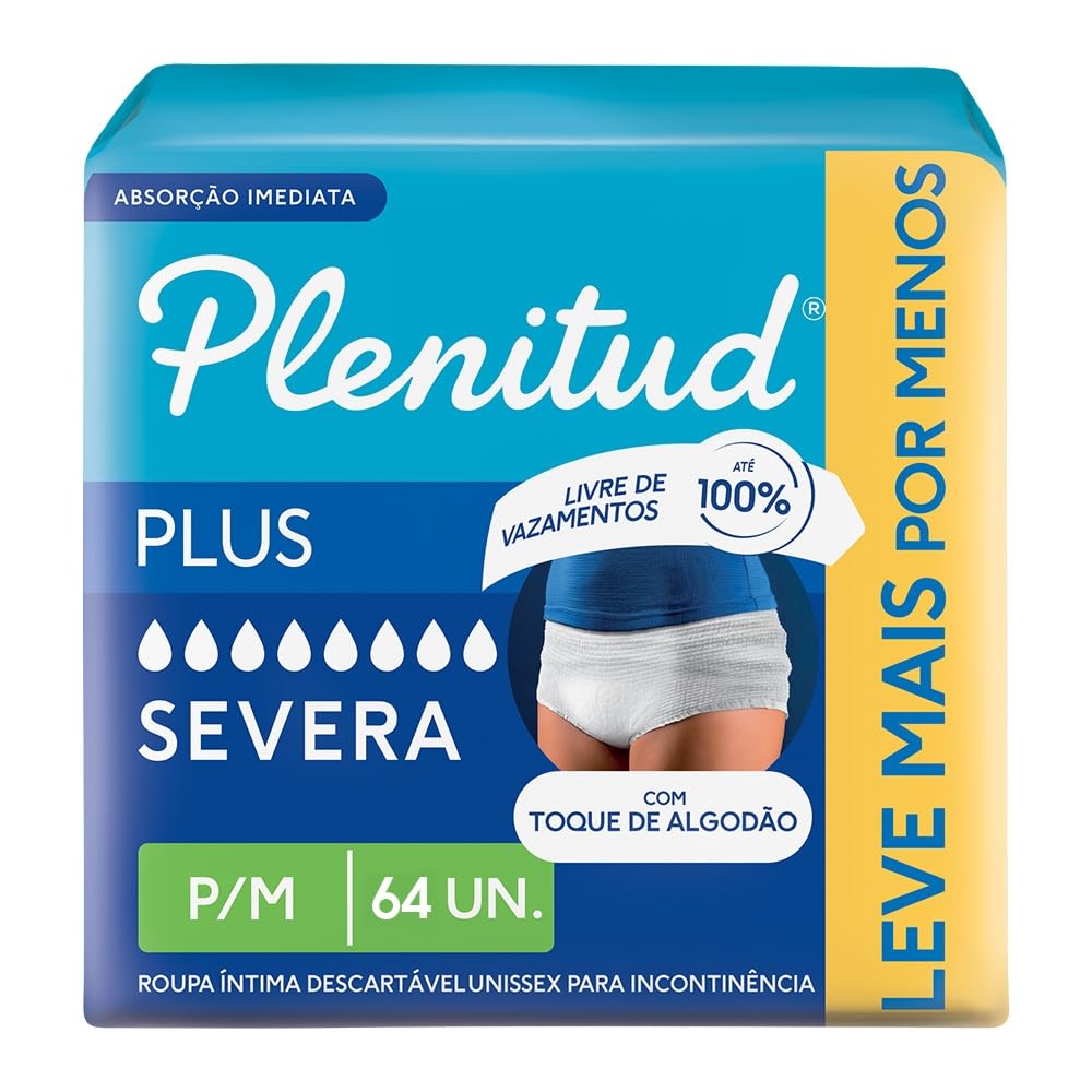 Plenitud Roupa Íntima Plus para Incontinência P/M - 64 un