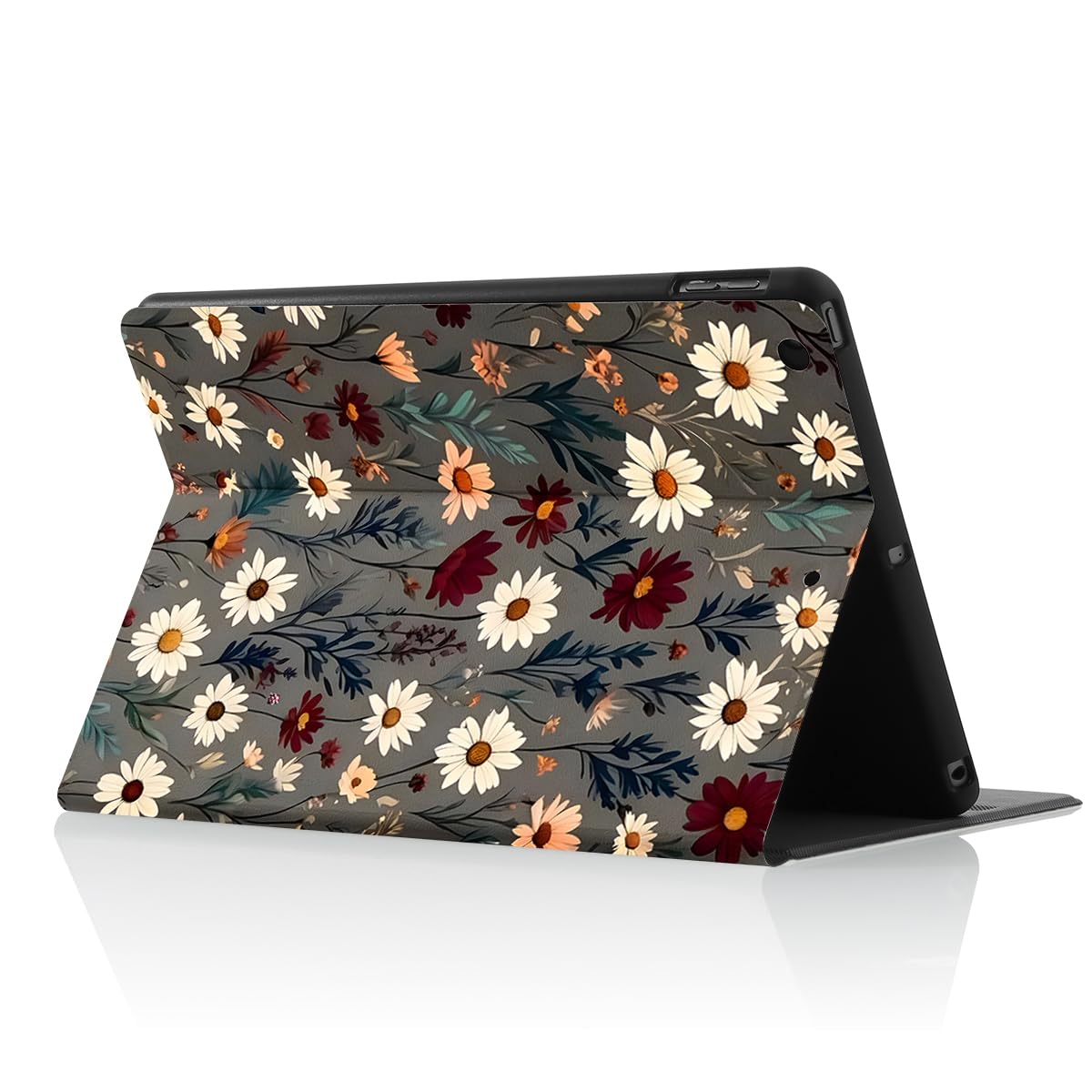 Pnakqil Custodia per Huawei Mediapad T5 10,1 Pollici, Flip Cover in pelle PU con Supporto di Multi-Angoli Soft TPU Sottile Antiurto Tablet Backcover in Silicone per Huawei MediaPad M5, Fiori