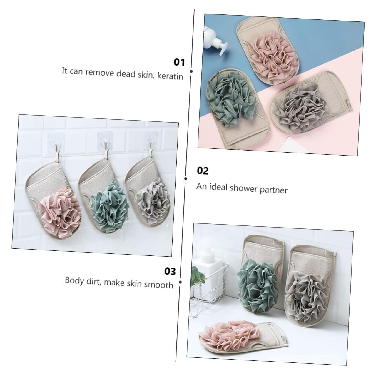 Healeved 9pezzi Guanti Esfolianti Per Bagno Da Misti Guanti Per Doccia Per Uomo e Donna Per Pulizia Profonda Di Corpo e Facili Da Utilizzare e Lavabili Per Tutte Le Mani