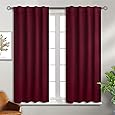 RYB HOME Small Window Curtains - Room Darkening Windows Coverings Light Block Energy Efficiency Solid Drapes for Bedroom Kitchen Dining Kids Nursery Cafe, W 42 x L 45, Burgundy Red, 2 Panels
