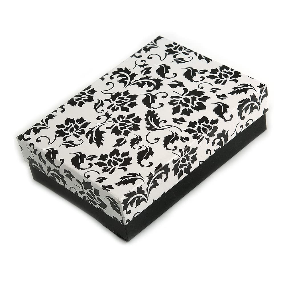 Avalaya Black/White Fancy Card Pendant/Earrings/Jewellery Set/Necklace/Hair Accessories/Bracelet Box