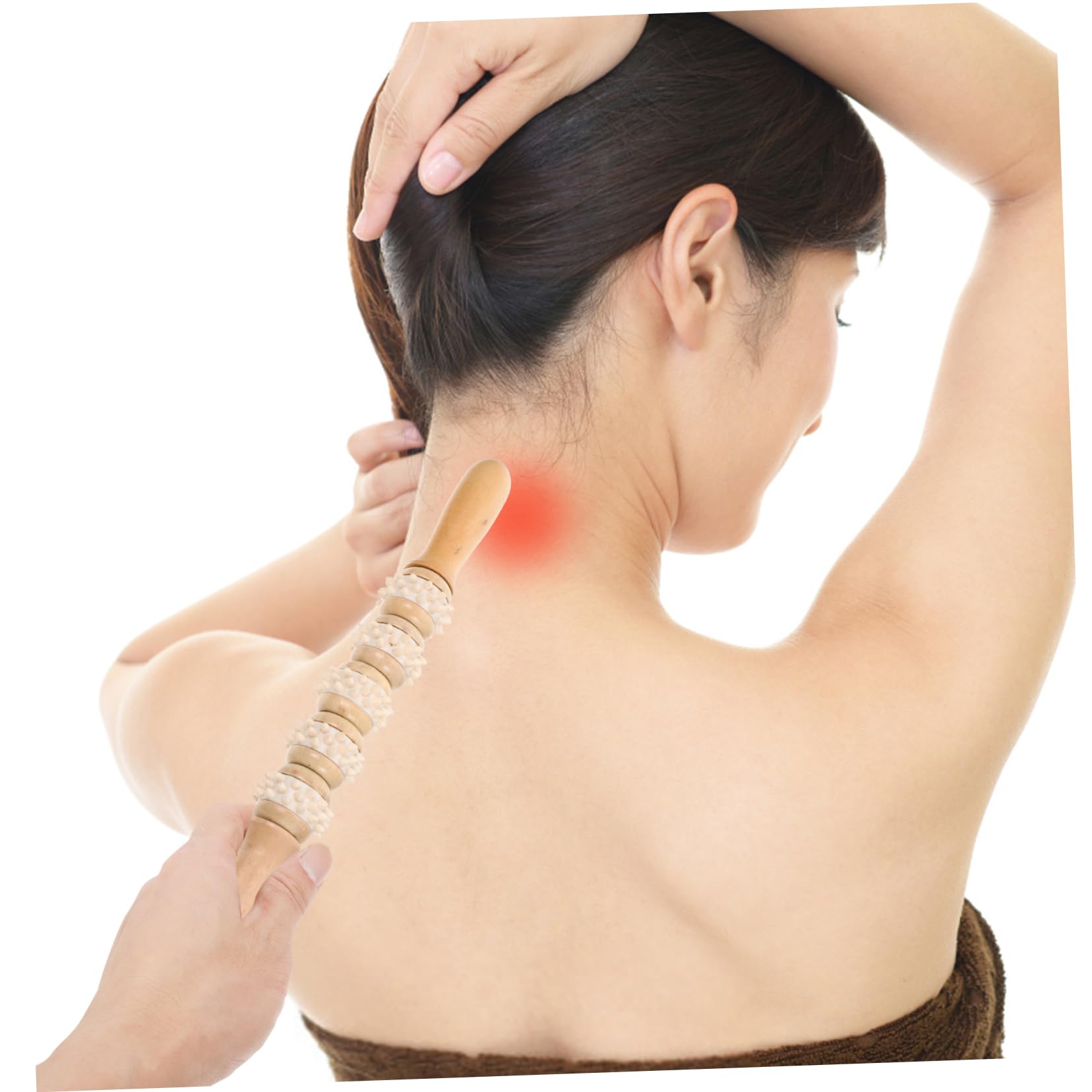 FOMIYES Roller Massage Deep Tissue Massage Roller Wooden Body Massage Stick Exercise Roller Fascia Tool Wooden Massage Roller for Stomach Lotus Tree Pendant Physiotherapy