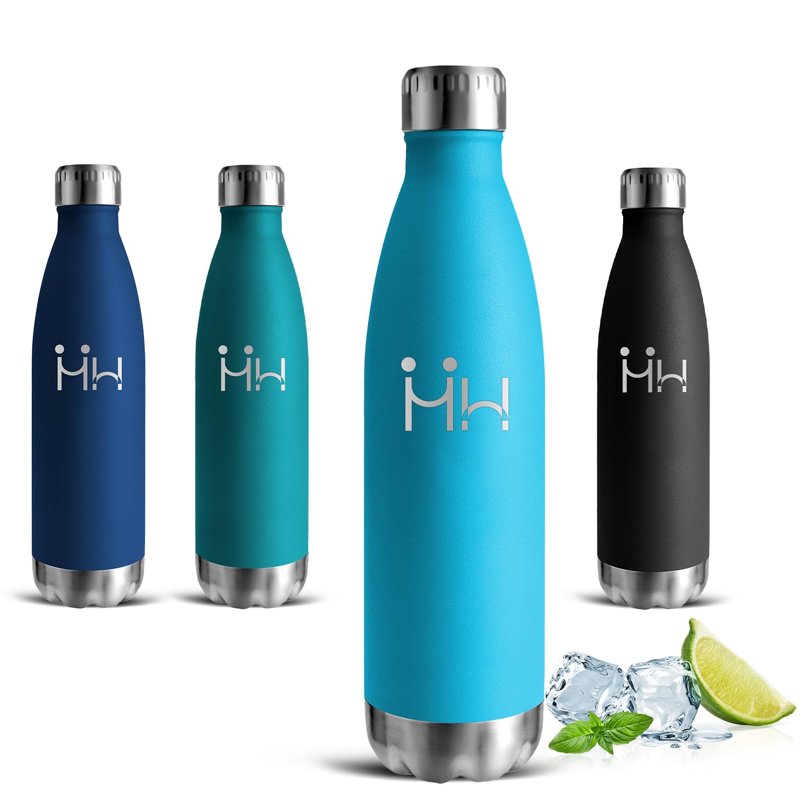 Mujigaga Insulated Flask 500ml Stainless Steel Water Bottle, Thermal Flasks, BPA Free, Leak Free Thermos Flask, 18/8 Stainless Steel, Water Bottles for Schools, Travel, Camping