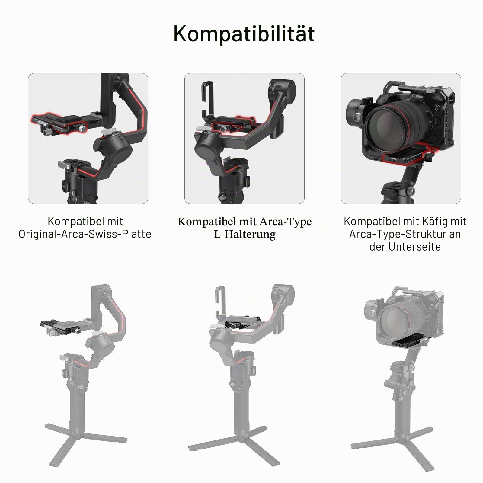 SMALLRIG RS 5/RS2/RSC2/RS3/RS3 Pro/RS4/RS4 Pro Quick Release Plate Schnellwechselplatte mit Arca-Swiss für DJI RS 2 / RSC 2 / RS 3 / RS 3 Pro/RS 4 / RS 4 Pro - 3061