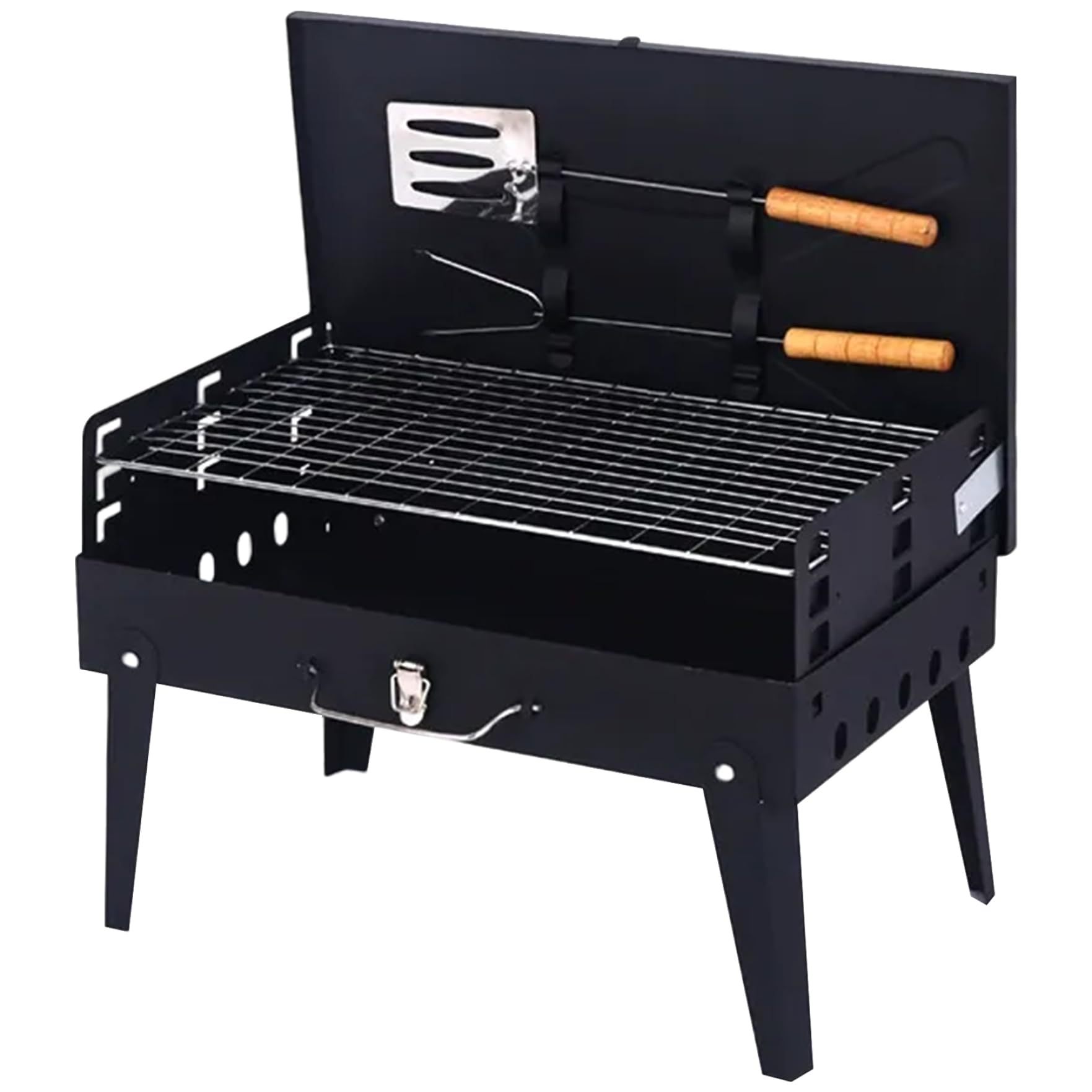 Grill Ogrodowy, Przenośny Grill Na Węgiel Drzewny Z Zestawem Narzędzi, Składany Lekki Grill, Wysokość Odpowiednia Na Kemping, Piknik, Patio, Plażę, Wędrówki, Do Parku