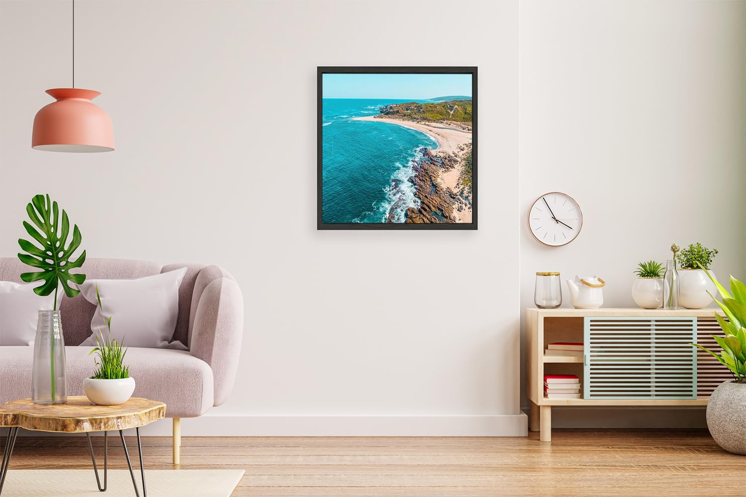 VERRE ART Printed Framed Canvas Painting for Home Decor Office Wall Studio Wall Living Room Decoration (14x14inch Black Floater) - Margaret River