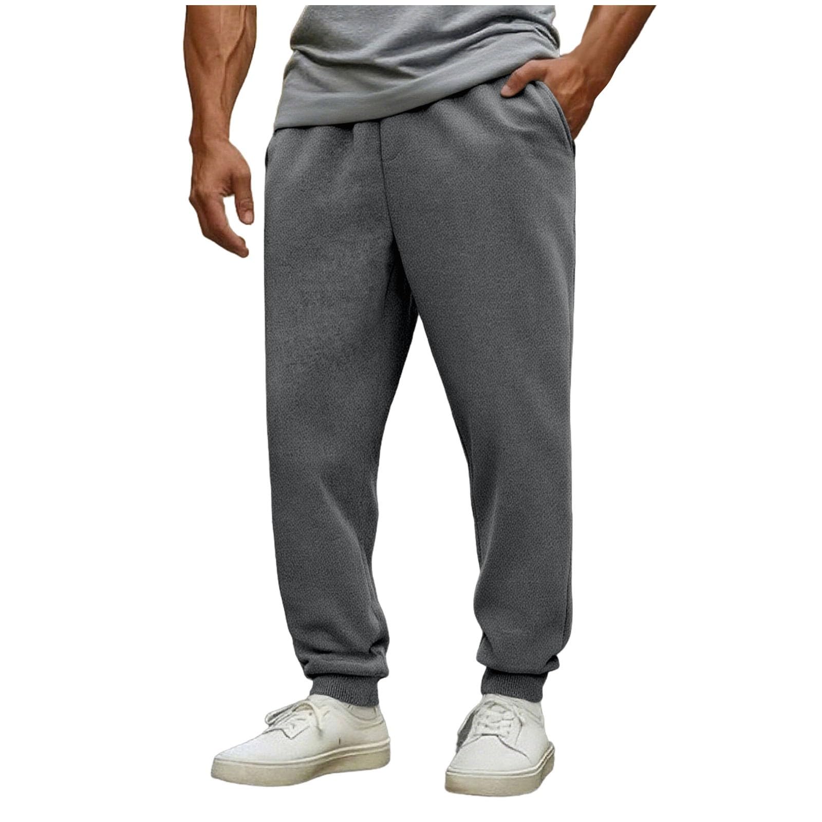 Mens Sweatpants Joggers Cotton Drawstring Elastic Waist Sweat Pants Tapered Track Pants Lounge Gym Run Workout Pants