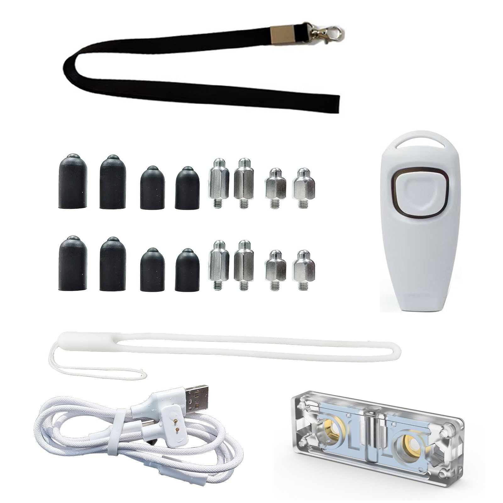 Sifflet et clicker de dressage pour chien avec coussinets silicone et câble