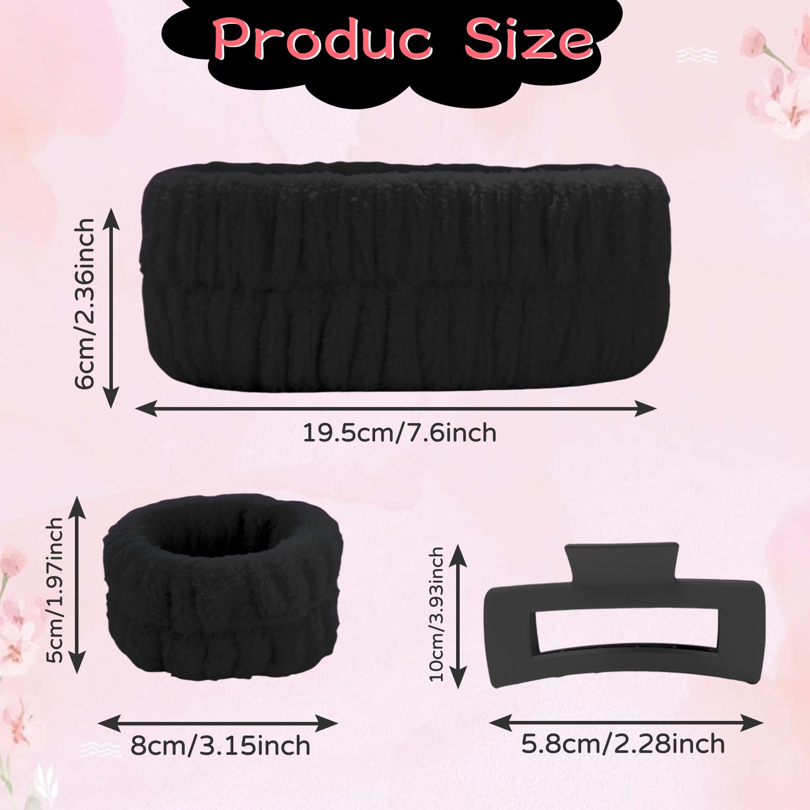 8 Pcs Spa Headband Wristband Set including Hair Clips - Image 2