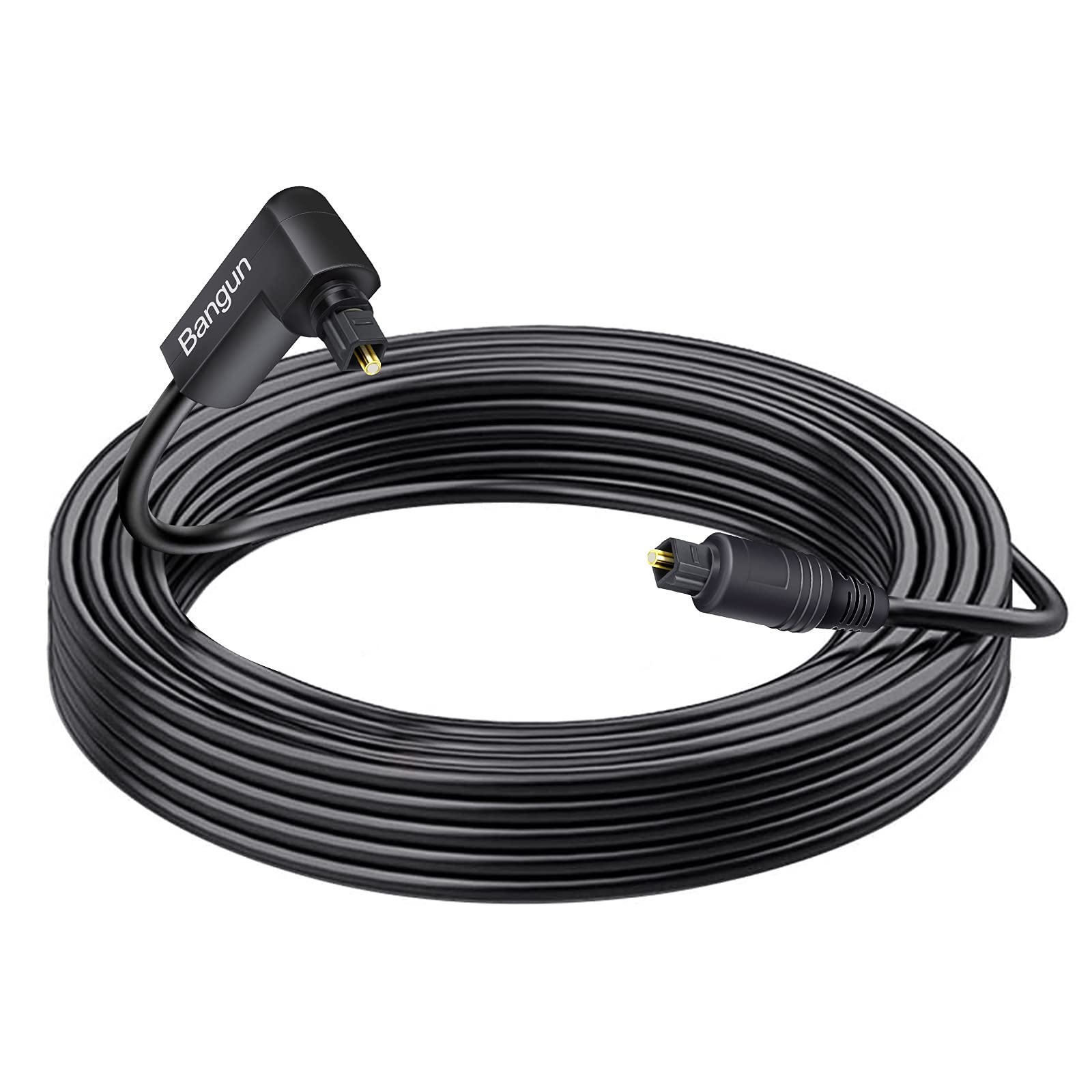 Cable de audio óptico de 90 grados de 35 pies, cable óptico de audio digital delgado, cable Toslink de fibra óptica de ángulo recto de 360 grados, compatible con barra de sonido, TV, Samsung