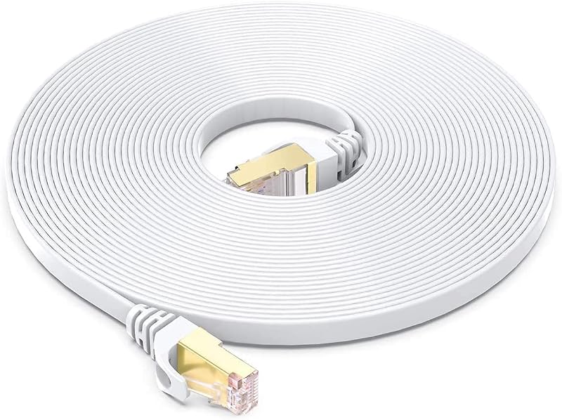 Cat 8 Ethernet Cable 15 FT, 40Gbps 2000Mhz High Speed Flat Cat8 Cable Patch Cord with Gold-Plated RJ45 Connector, LAN Network Internet Cable for Router/Gaming/Computer, S/FTP